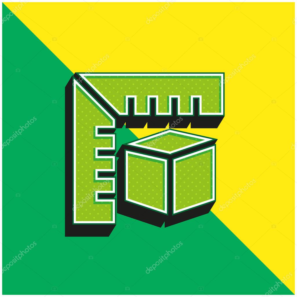 3d Modeling Green and yellow modern 3d vector icon logo