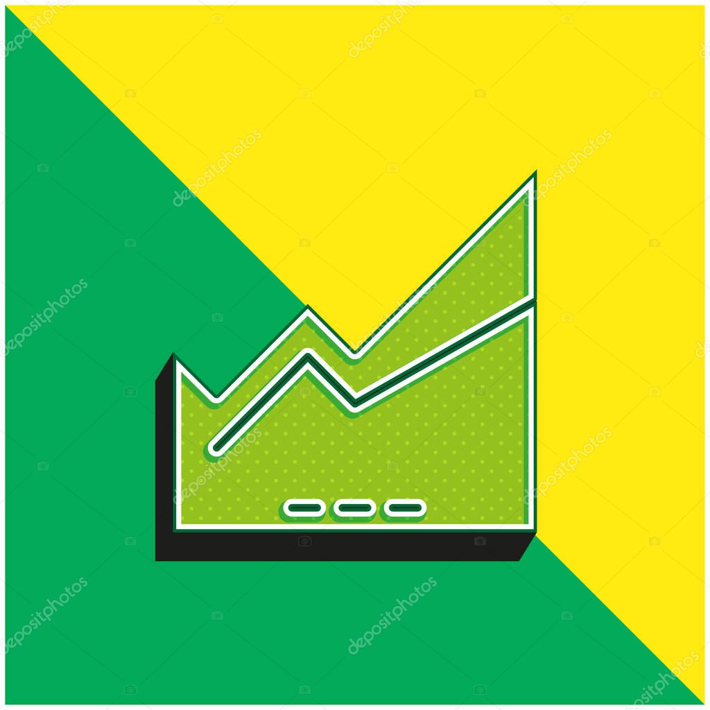 Area Chart Green and yellow modern 3d vector icon logo