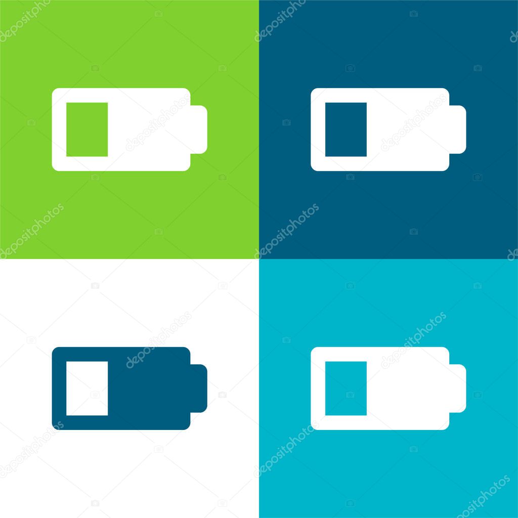 Battery Status Sign With Less Than Half Energy Charge Flat four color minimal icon set