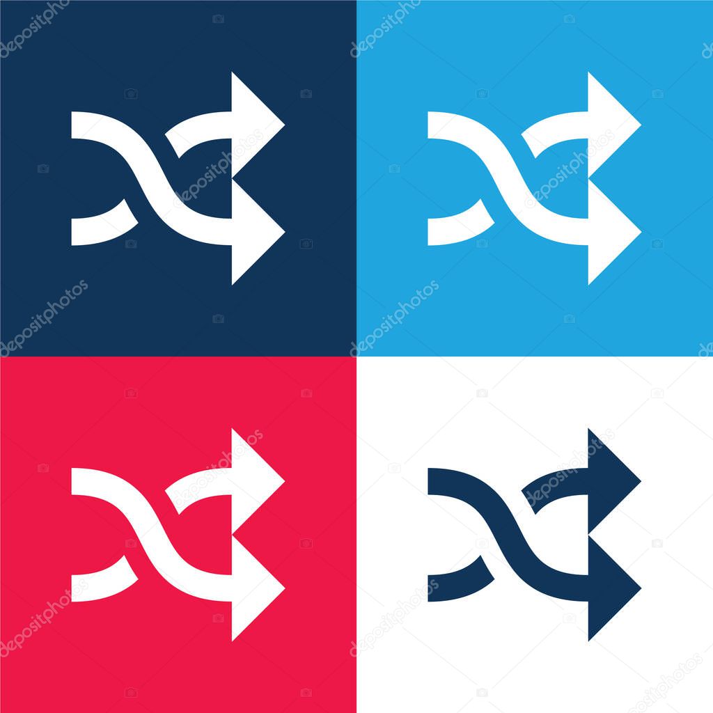 Arrows Crossed Couple blue and red four color minimal icon set