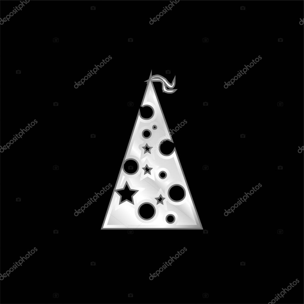 Birthday Hat With Dots And Stars silver plated metallic icon