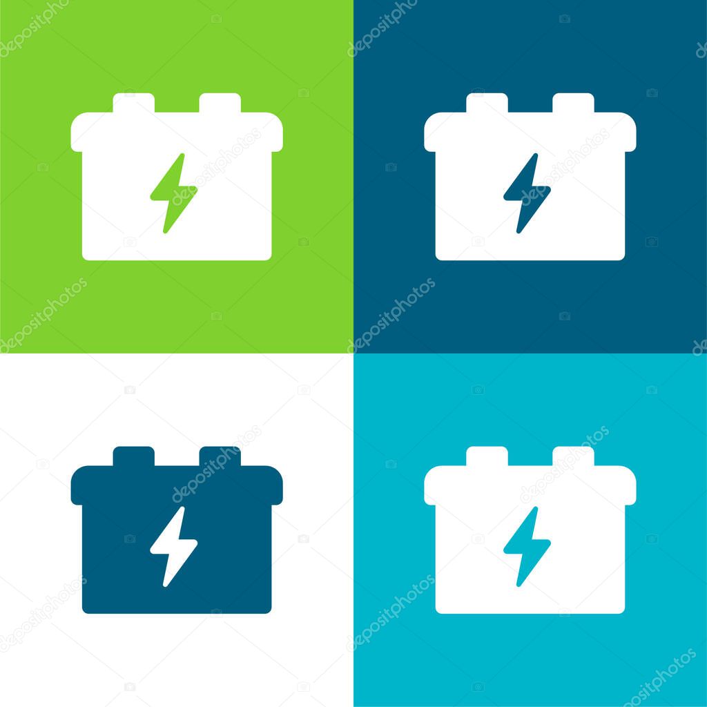 Battery Flat four color minimal icon set