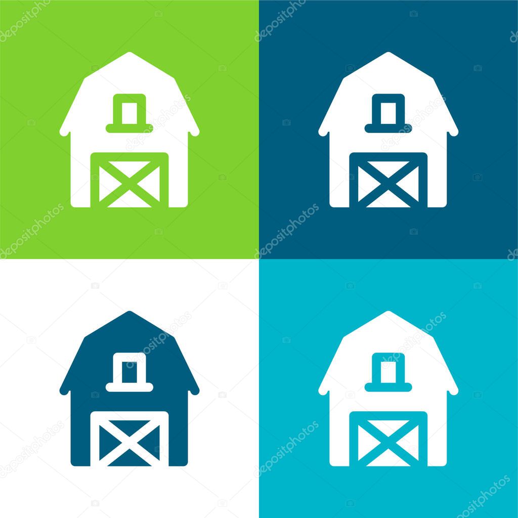 Barn Flat four color minimal icon set