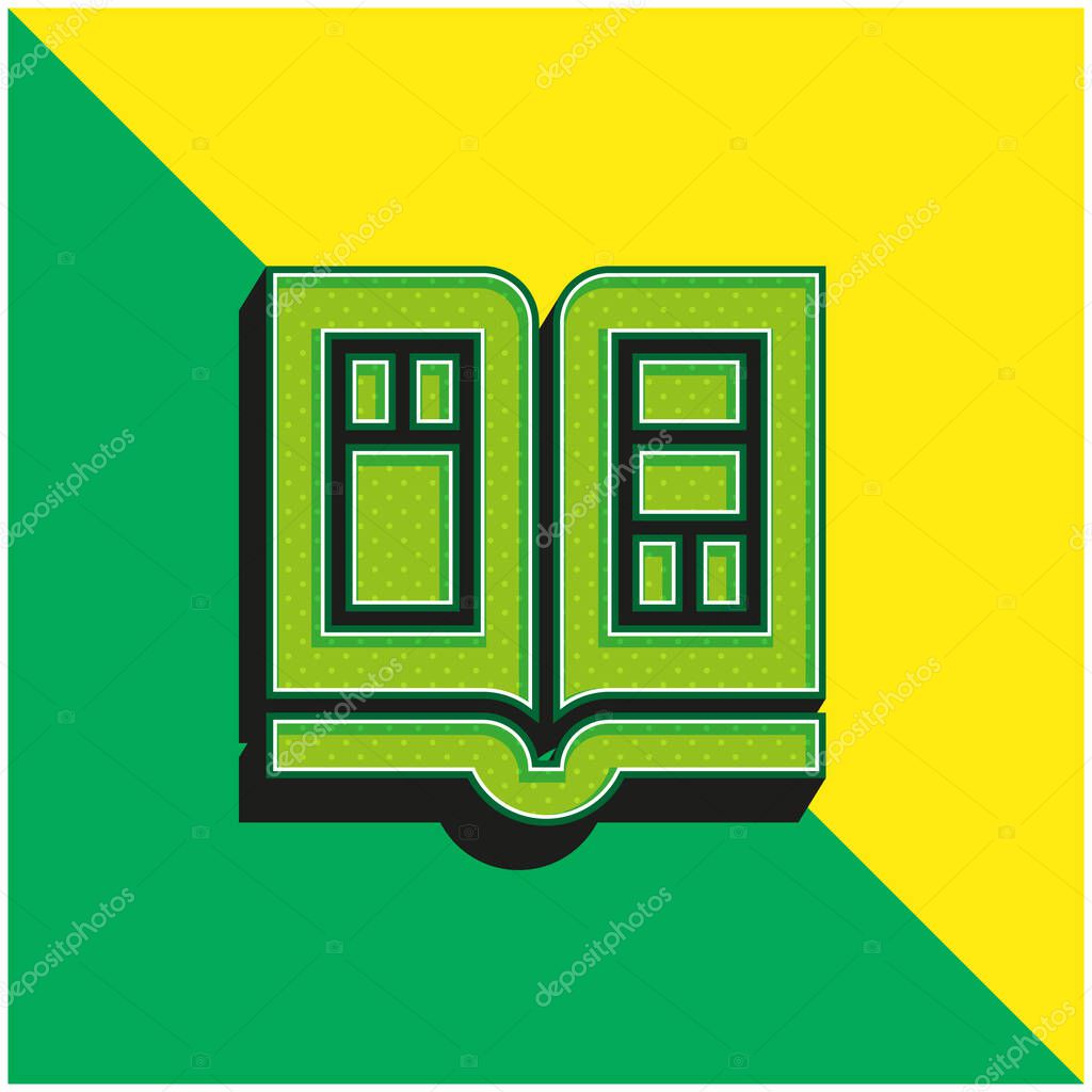 Book Green and yellow modern 3d vector icon logo