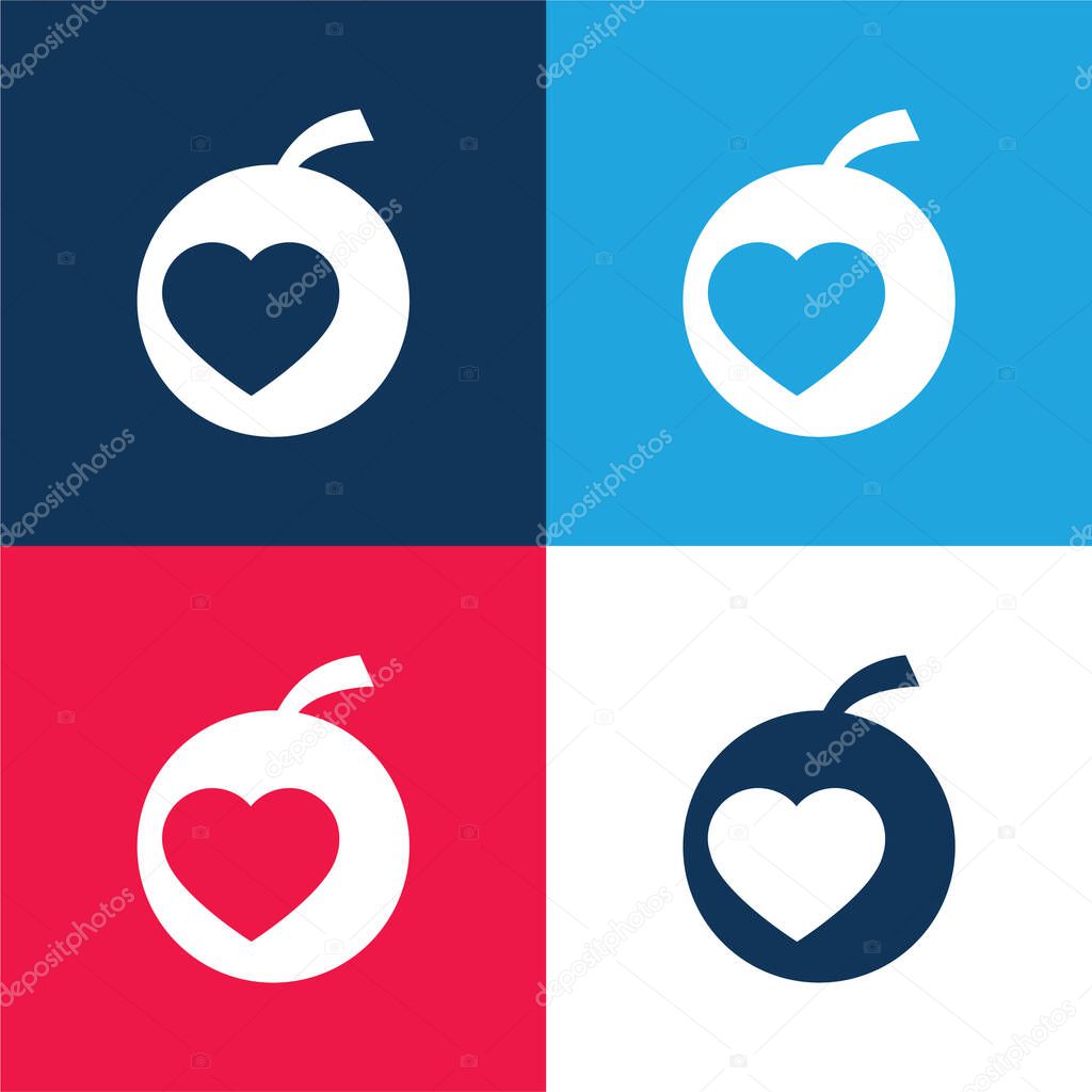 Apple blue and red four color minimal icon set