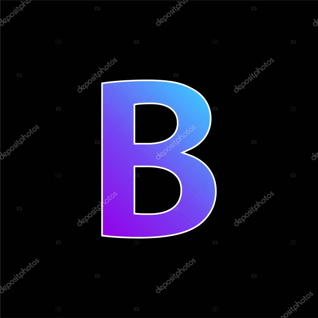 Bold Button Of Letter B Symbol blue gradient vector icon