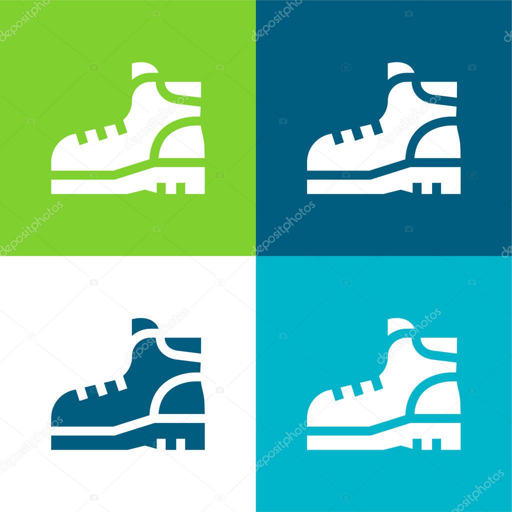 Boots Flat four color minimal icon set
