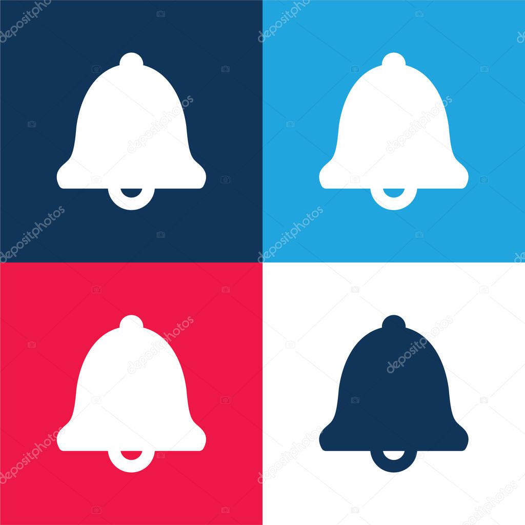 Alarming Bell blue and red four color minimal icon set