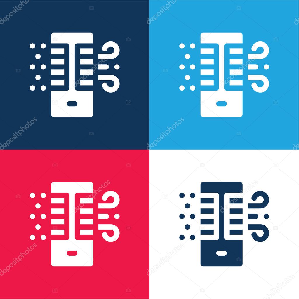 Air Purifier blue and red four color minimal icon set