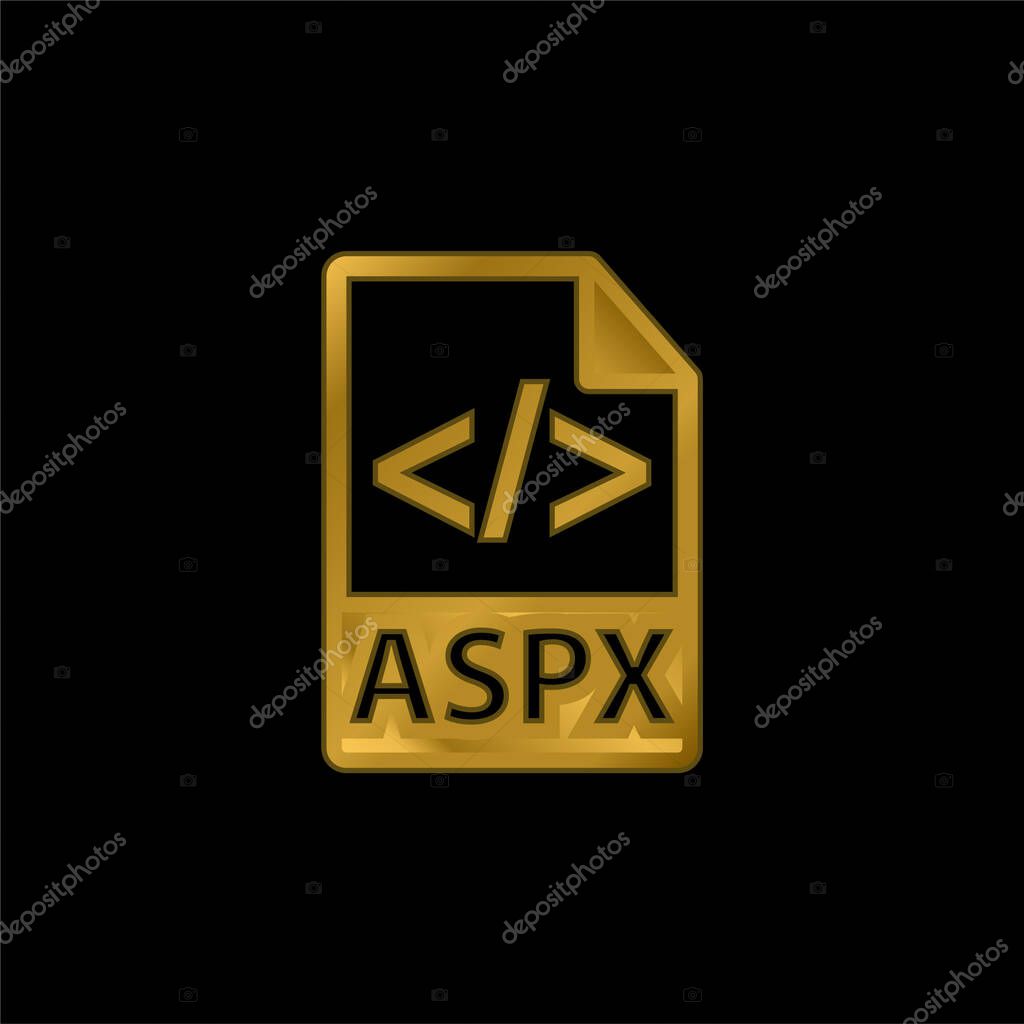 ASPX File Format gold plated metalic icon or logo vector
