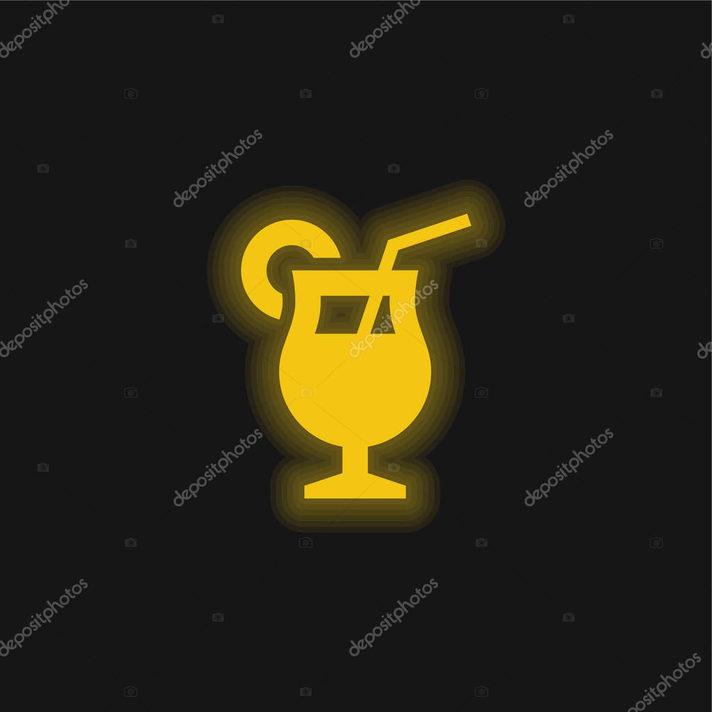 Beverage yellow glowing neon icon