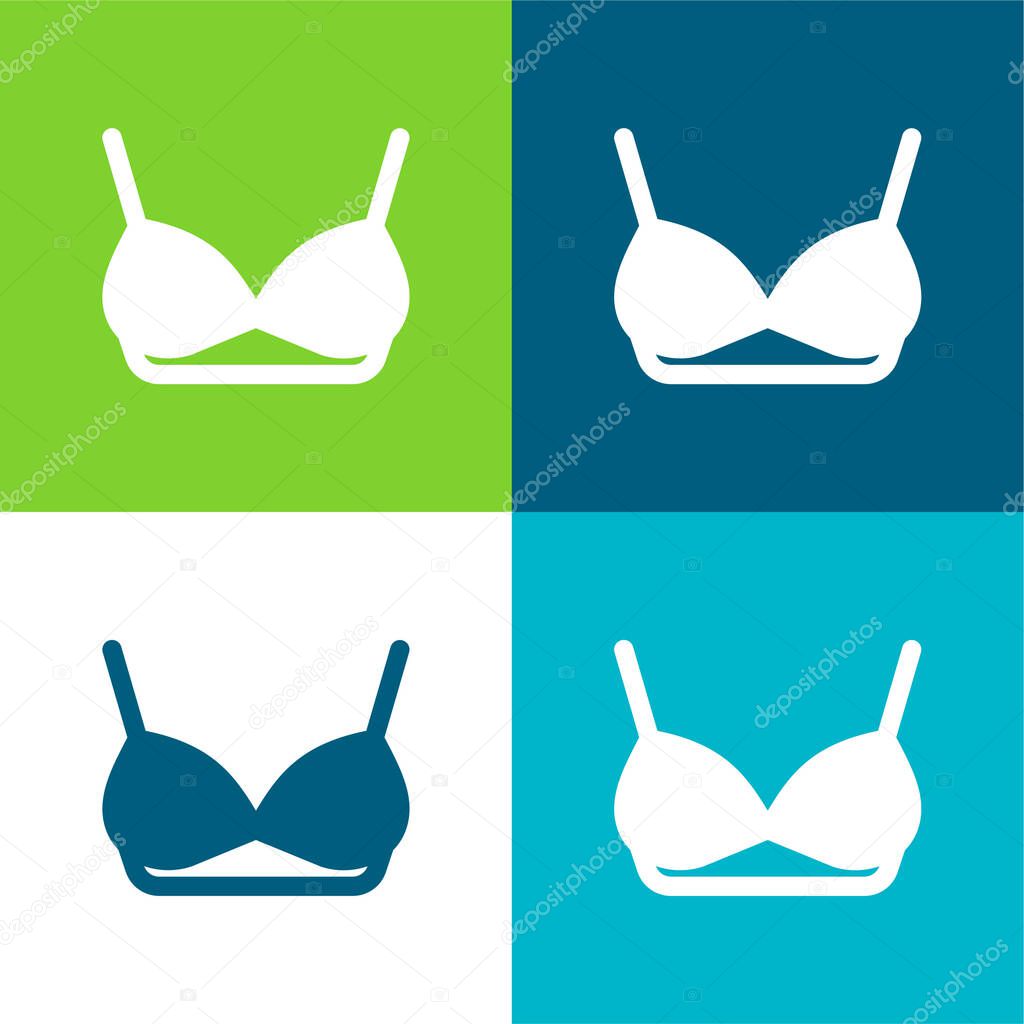 Bra Flat four color minimal icon set