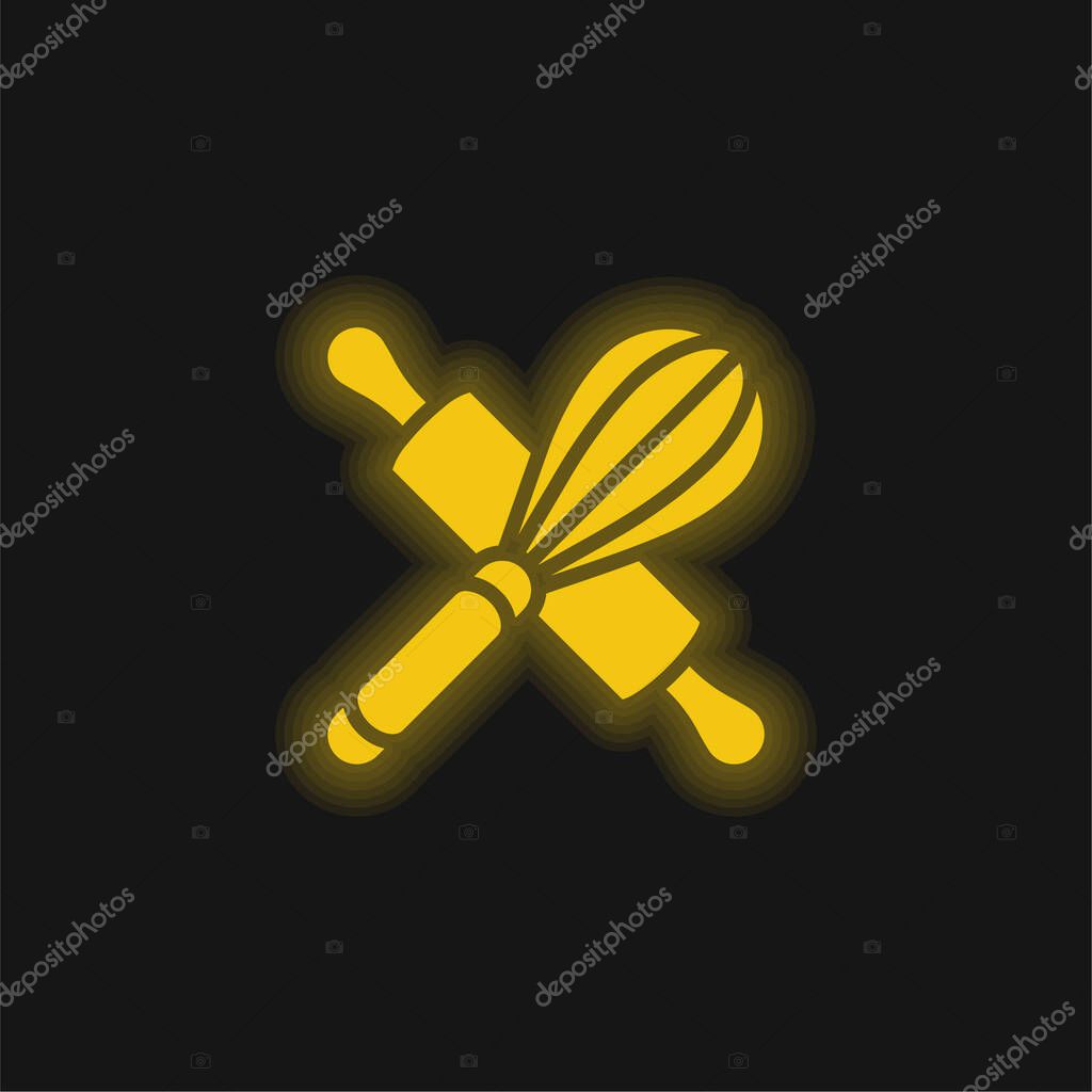 Baking yellow glowing neon icon