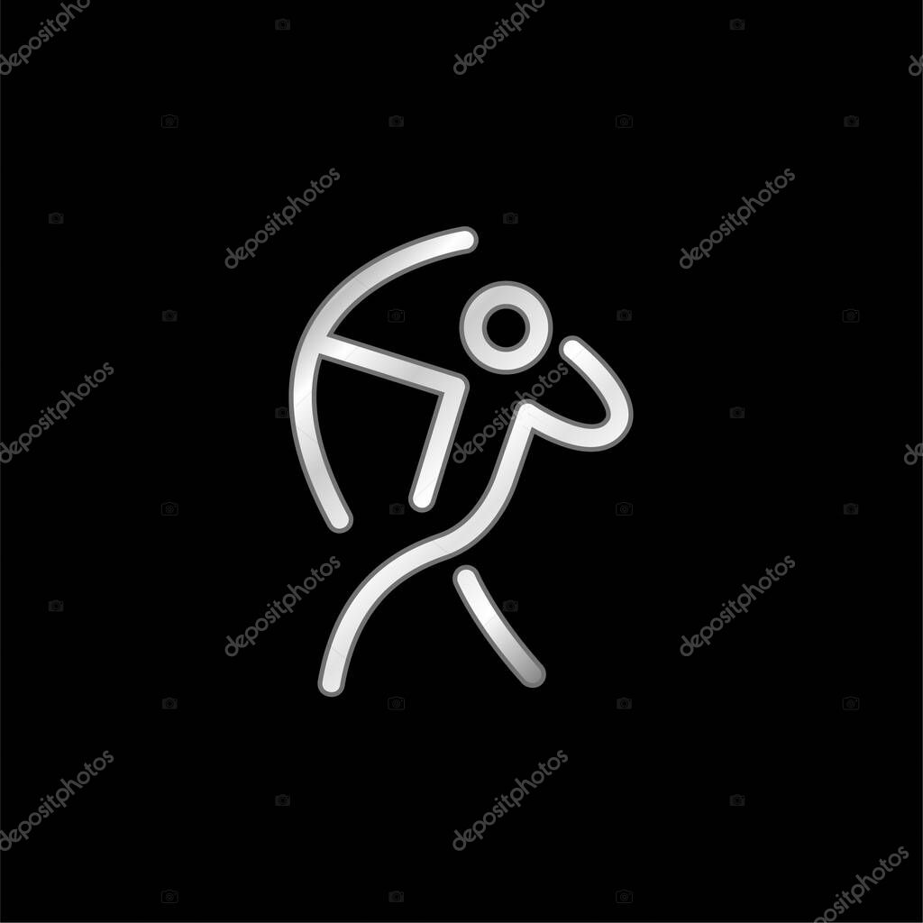Archer Stick Man With An Arch silver plated metallic icon