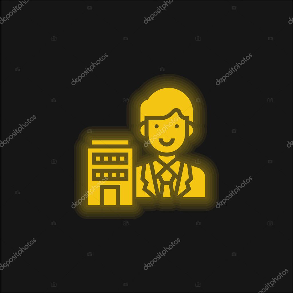 Agent yellow glowing neon icon