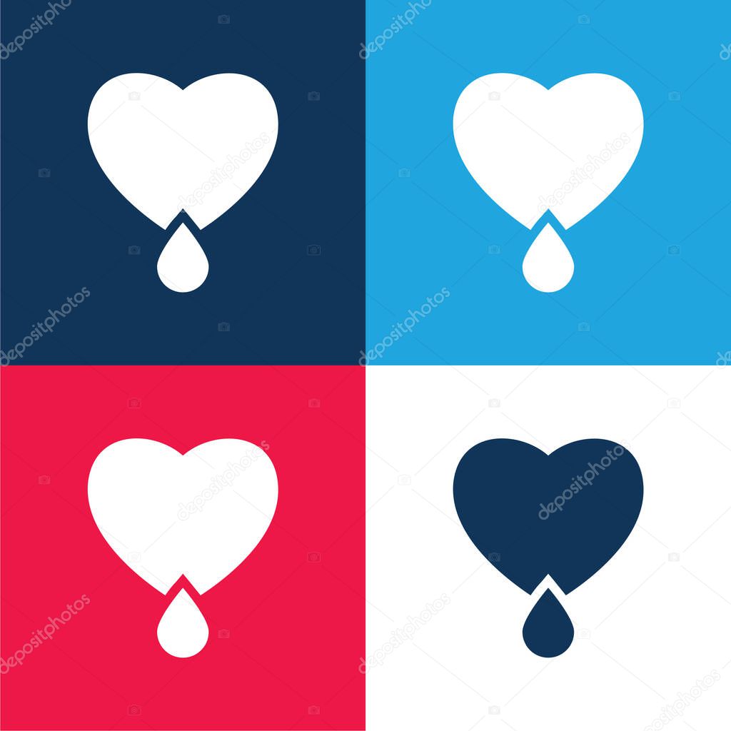 Bleeding Heart blue and red four color minimal icon set