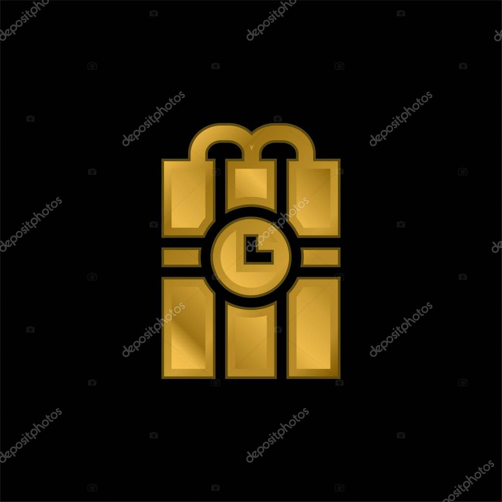 Bomb gold plated metalic icon or logo vector