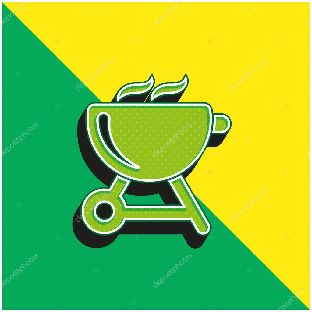 Barbecue Green and yellow modern 3d vector icon logo