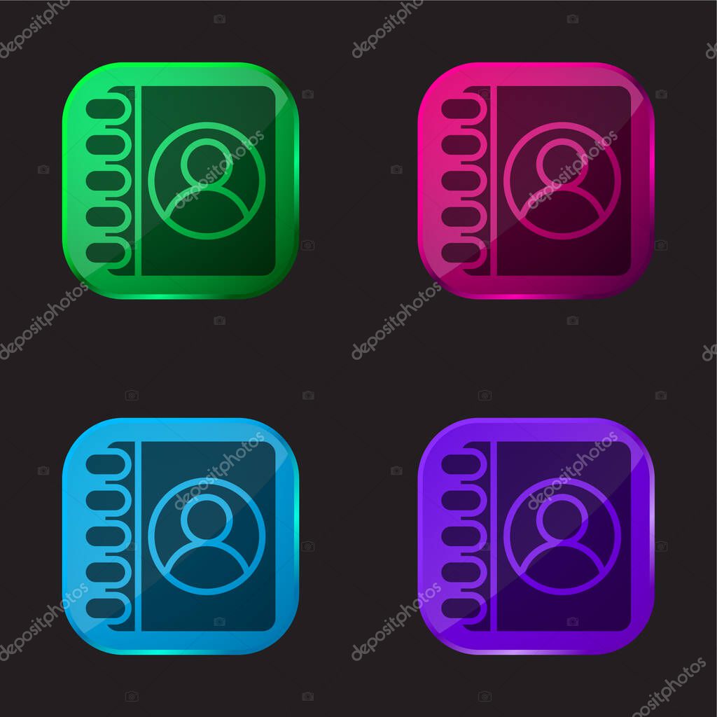 Agenda four color glass button icon