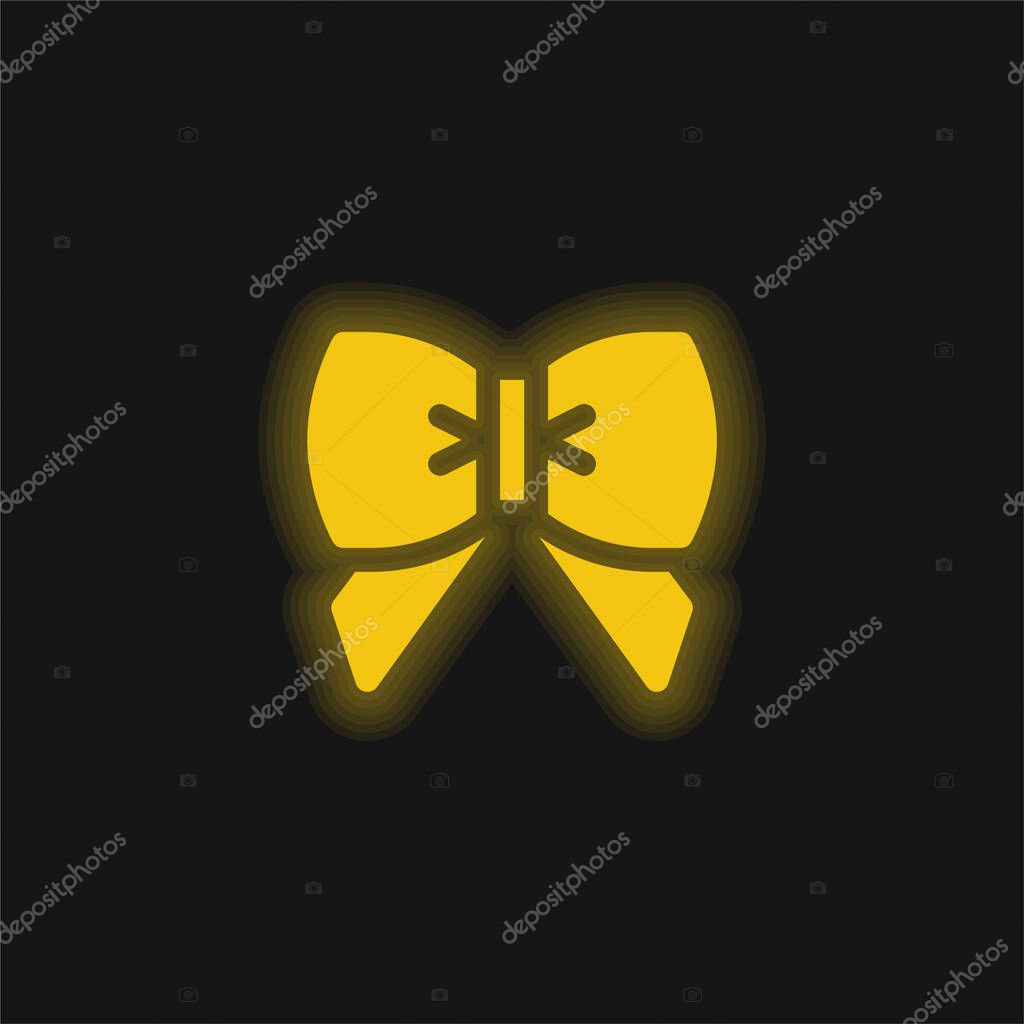 Bow yellow glowing neon icon
