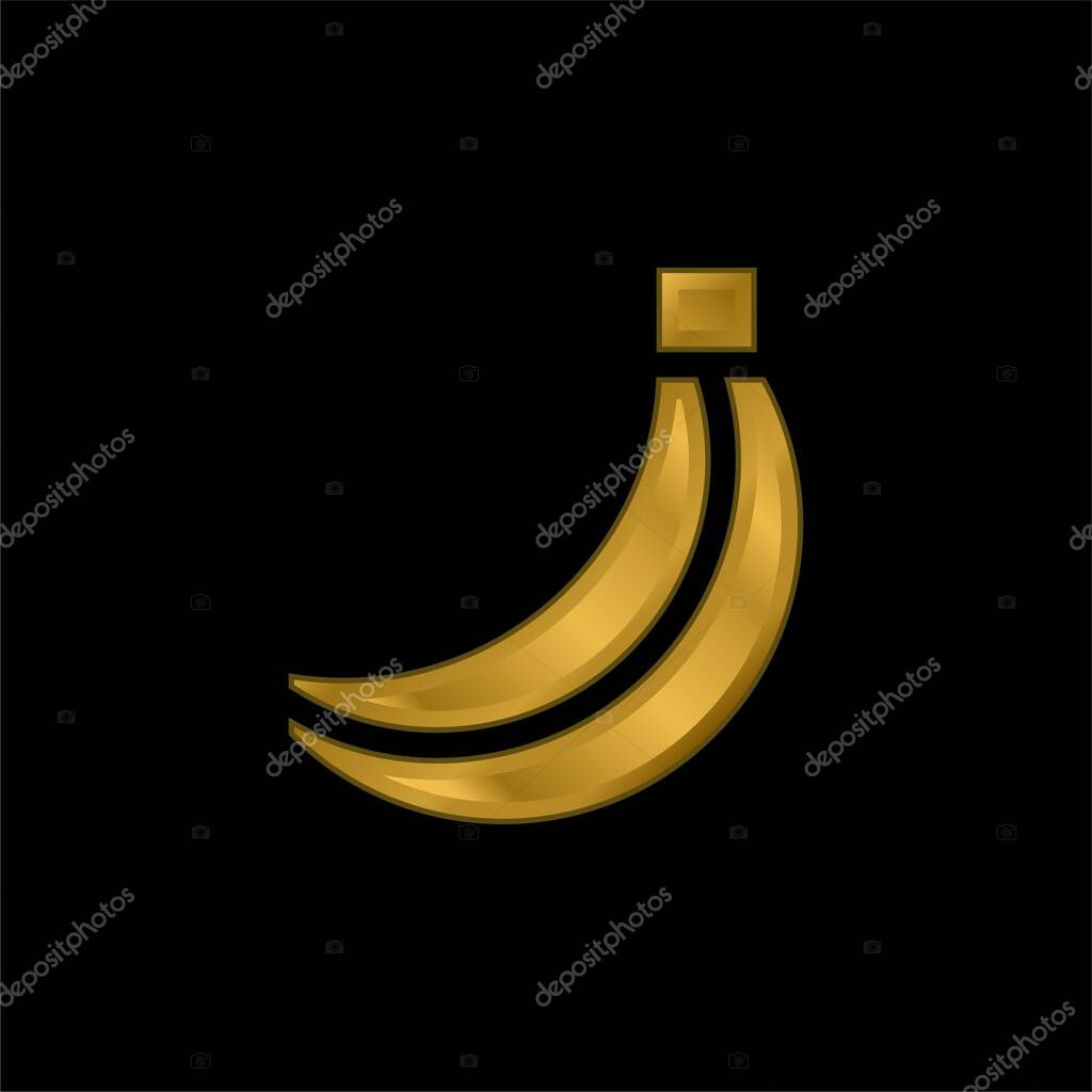 Banana gold plated metalic icon or logo vector