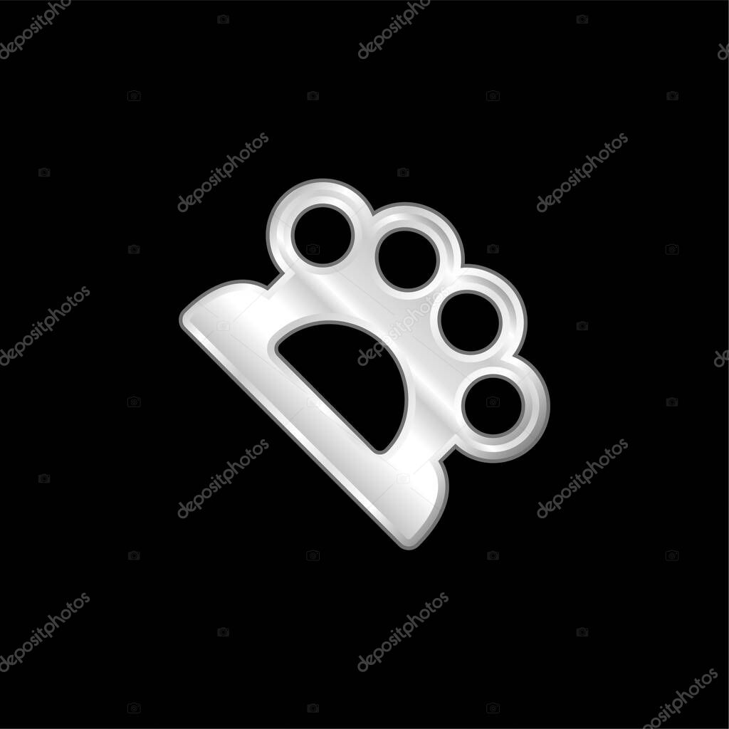 Brass Knuckles silver plated metallic icon