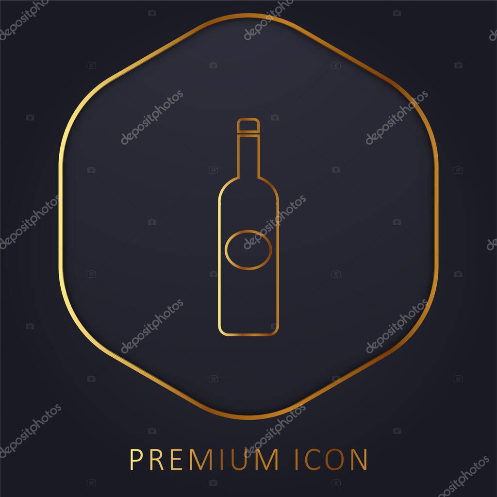 Bottle Dark Big Shape With Oval Label golden line premium logo or icon