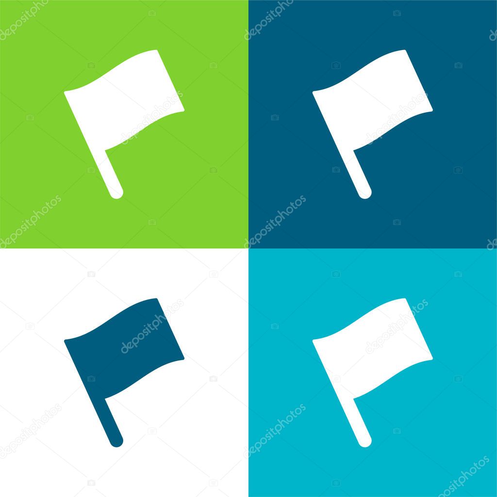 Black Pole Flag Flat four color minimal icon set