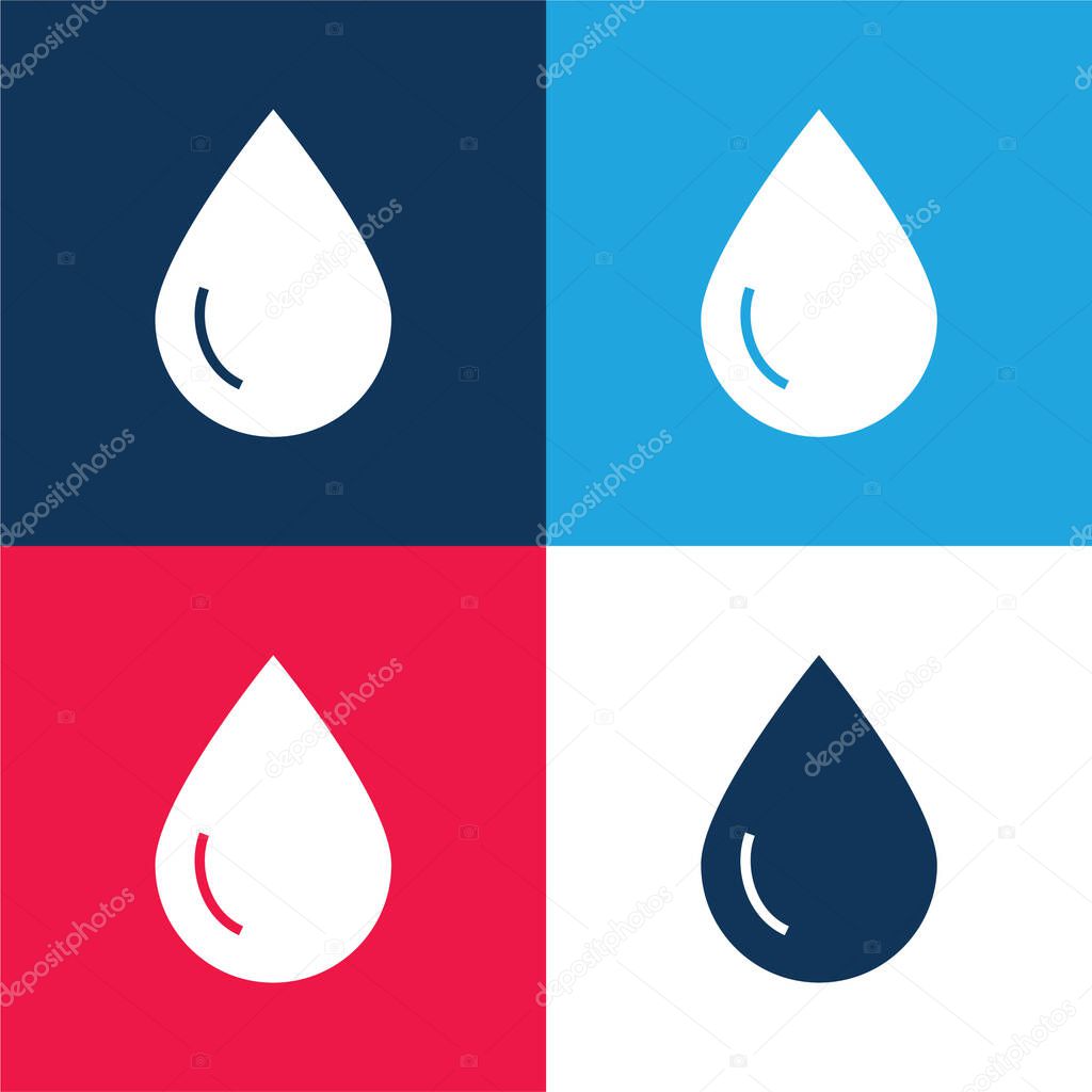 Blood Drop blue and red four color minimal icon set