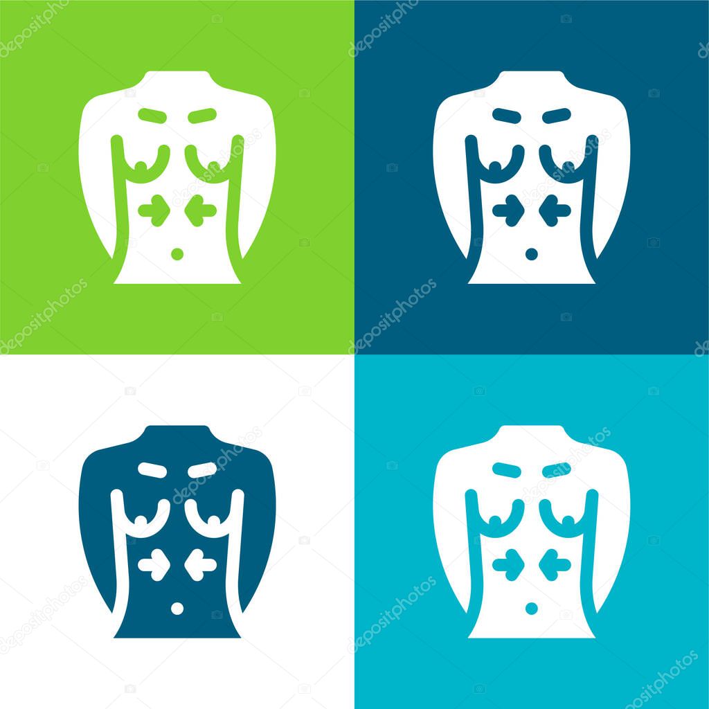 Breast Flat four color minimal icon set
