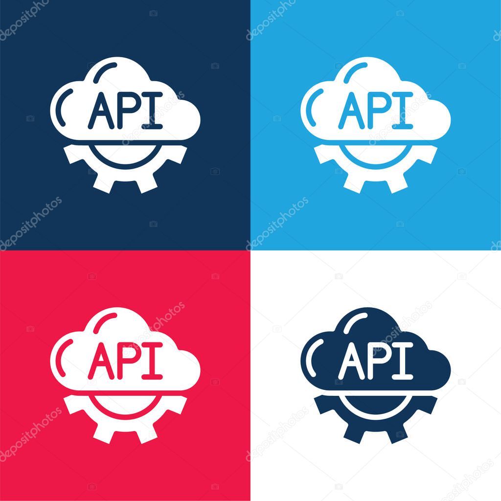 Api blue and red four color minimal icon set