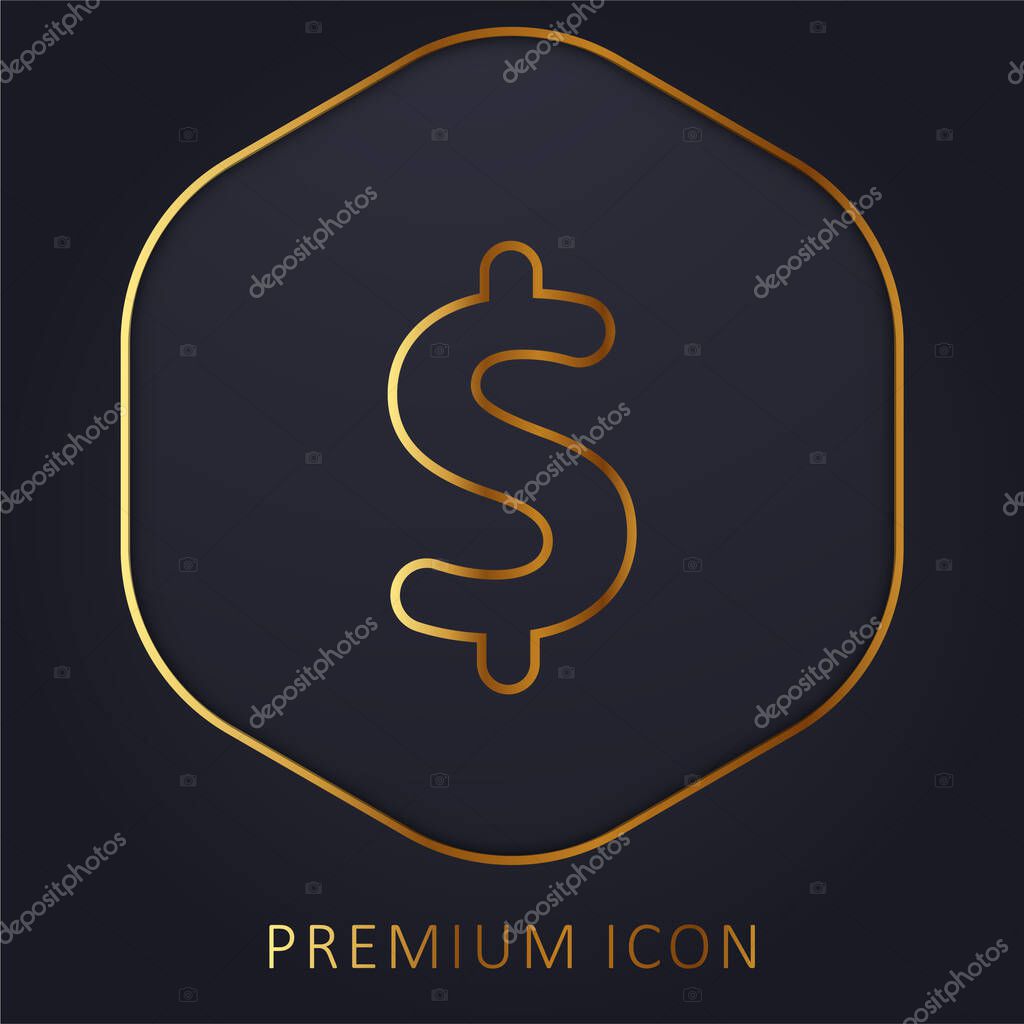 Big Dollar Sign golden line premium logo or icon