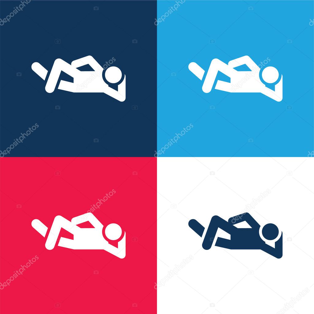 Breakdance blue and red four color minimal icon set