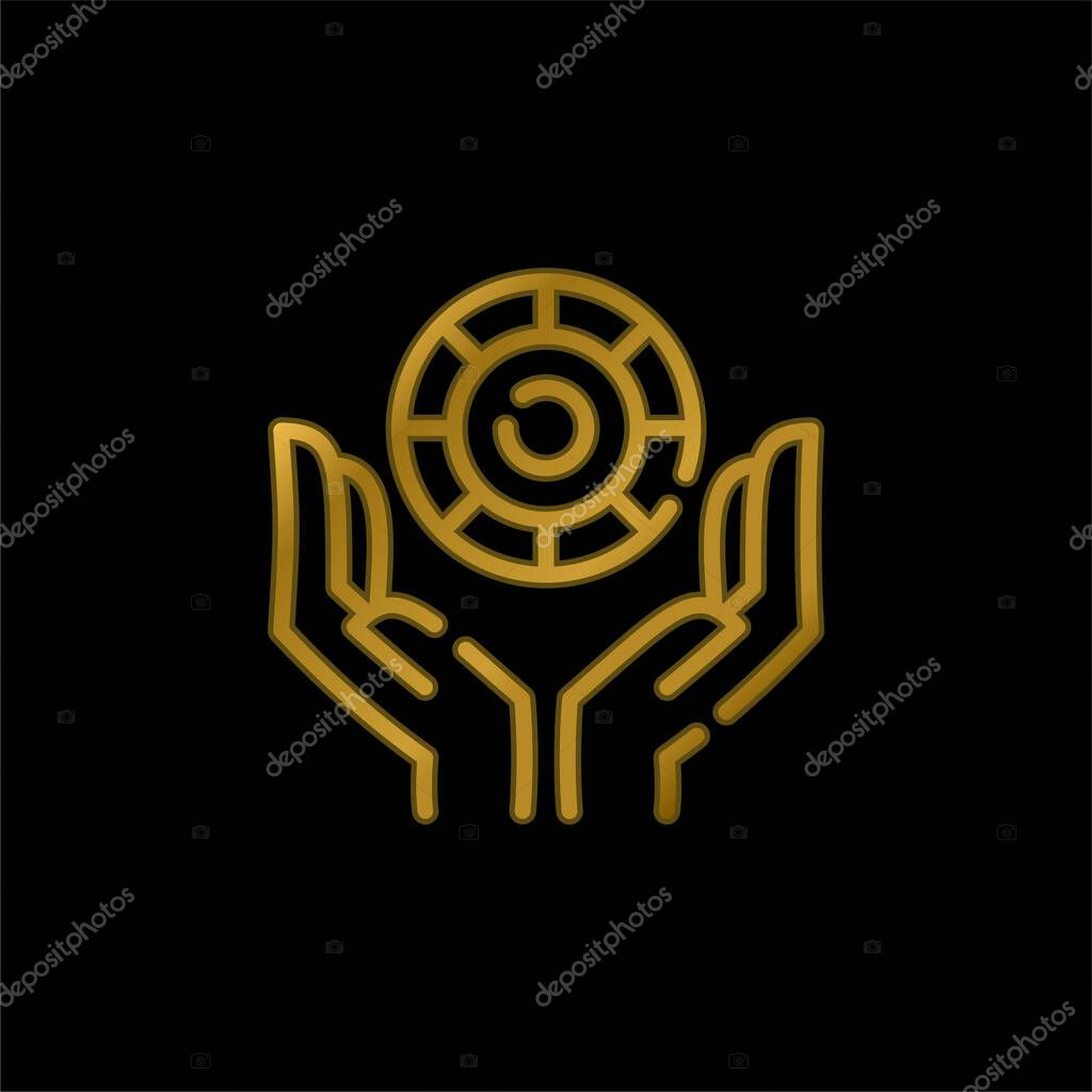 Bet gold plated metalic icon or logo vector
