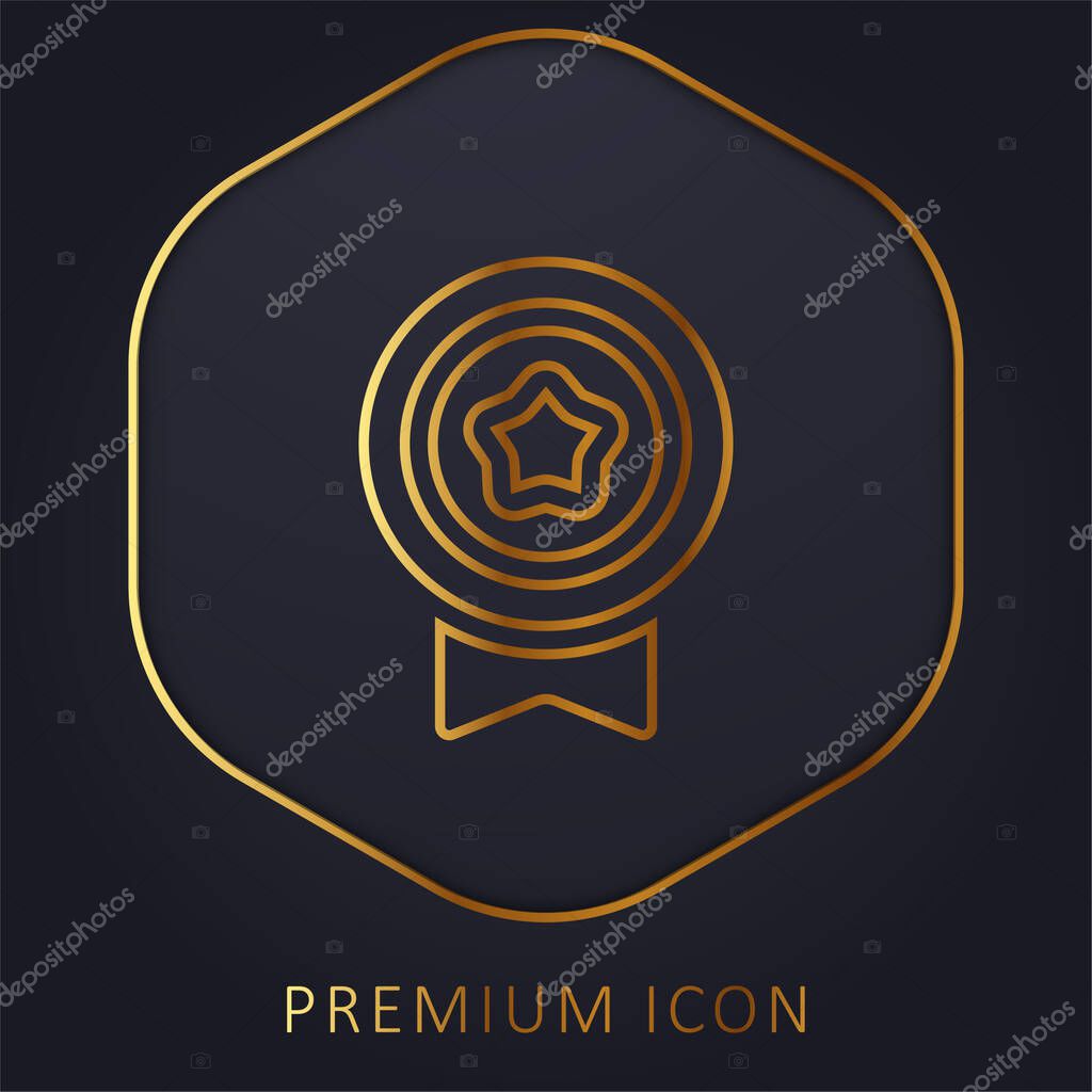 Badge golden line premium logo or icon