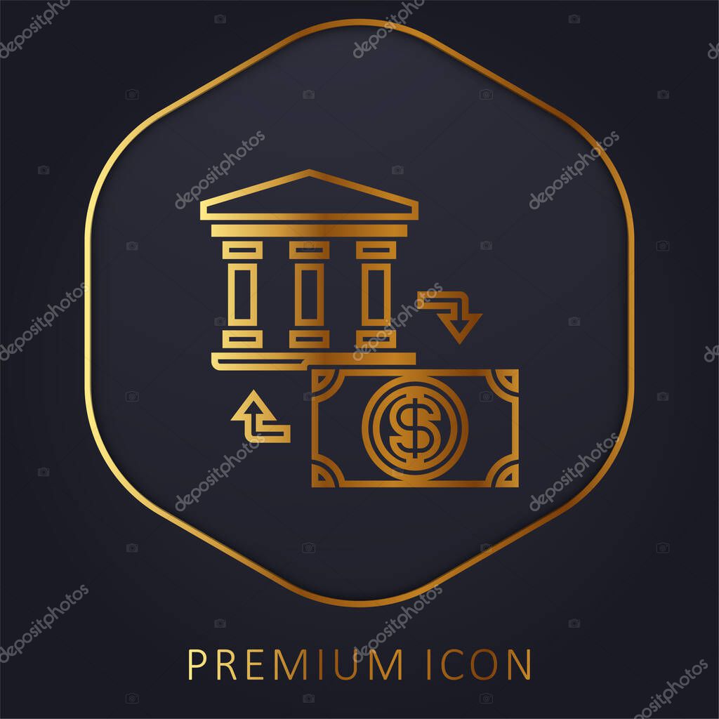 Bank golden line premium logo or icon