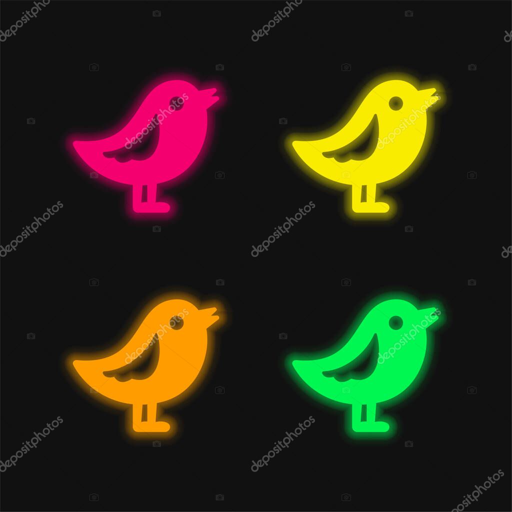 Bird four color glowing neon vector icon