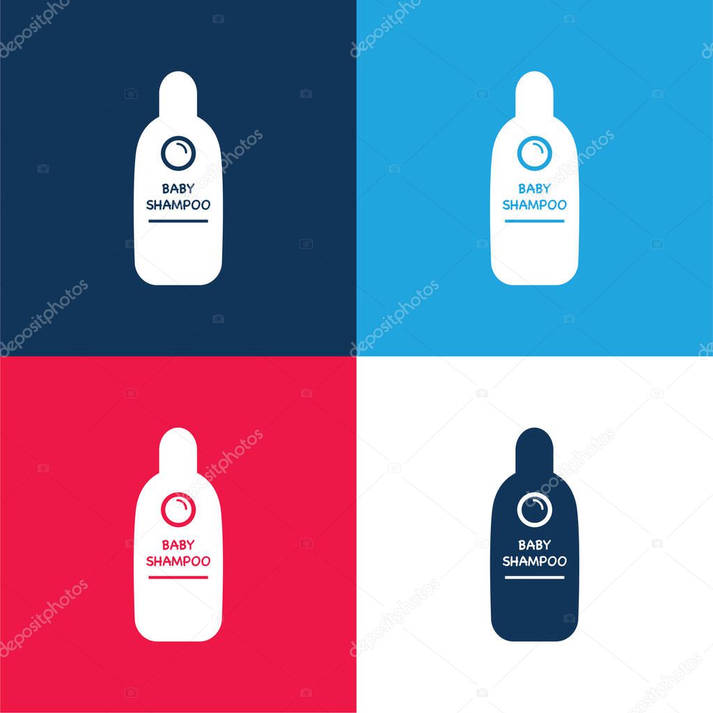 Baby Shampoo Container blue and red four color minimal icon set