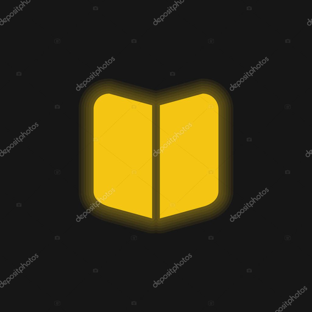 Book Black Opened Symbol yellow glowing neon icon