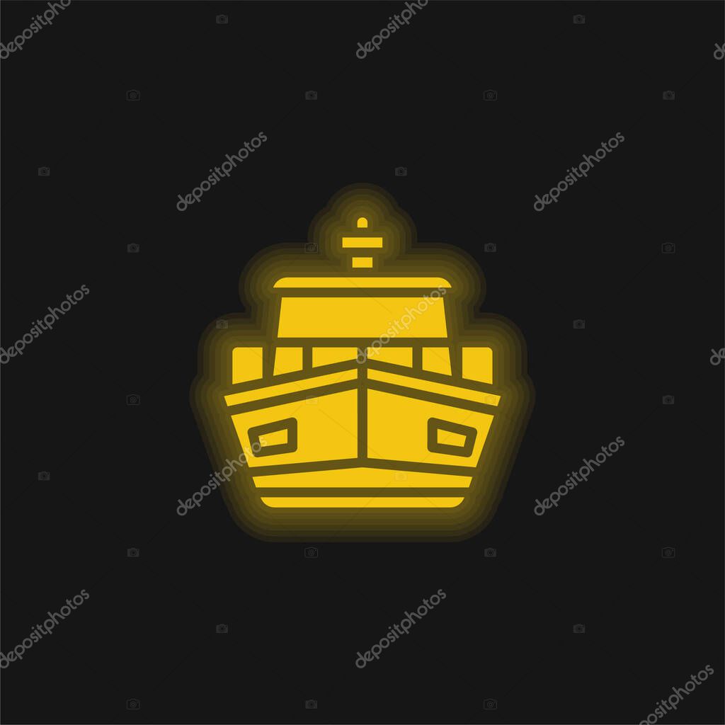 Boat yellow glowing neon icon