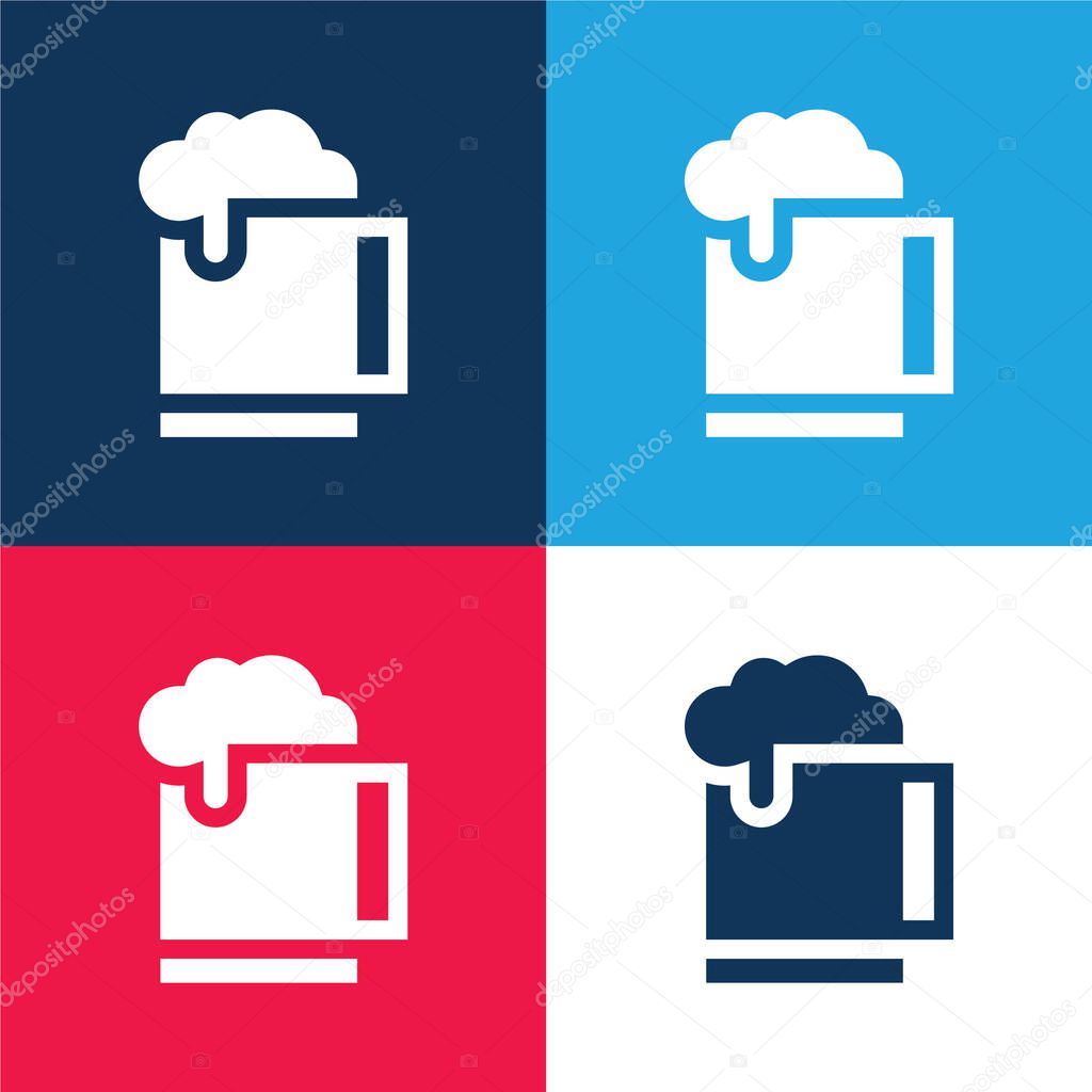Beer blue and red four color minimal icon set