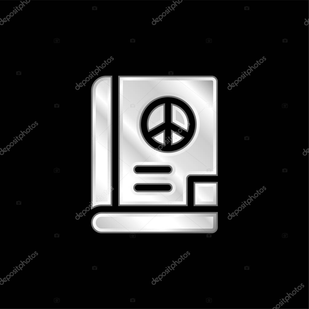 Book silver plated metallic icon