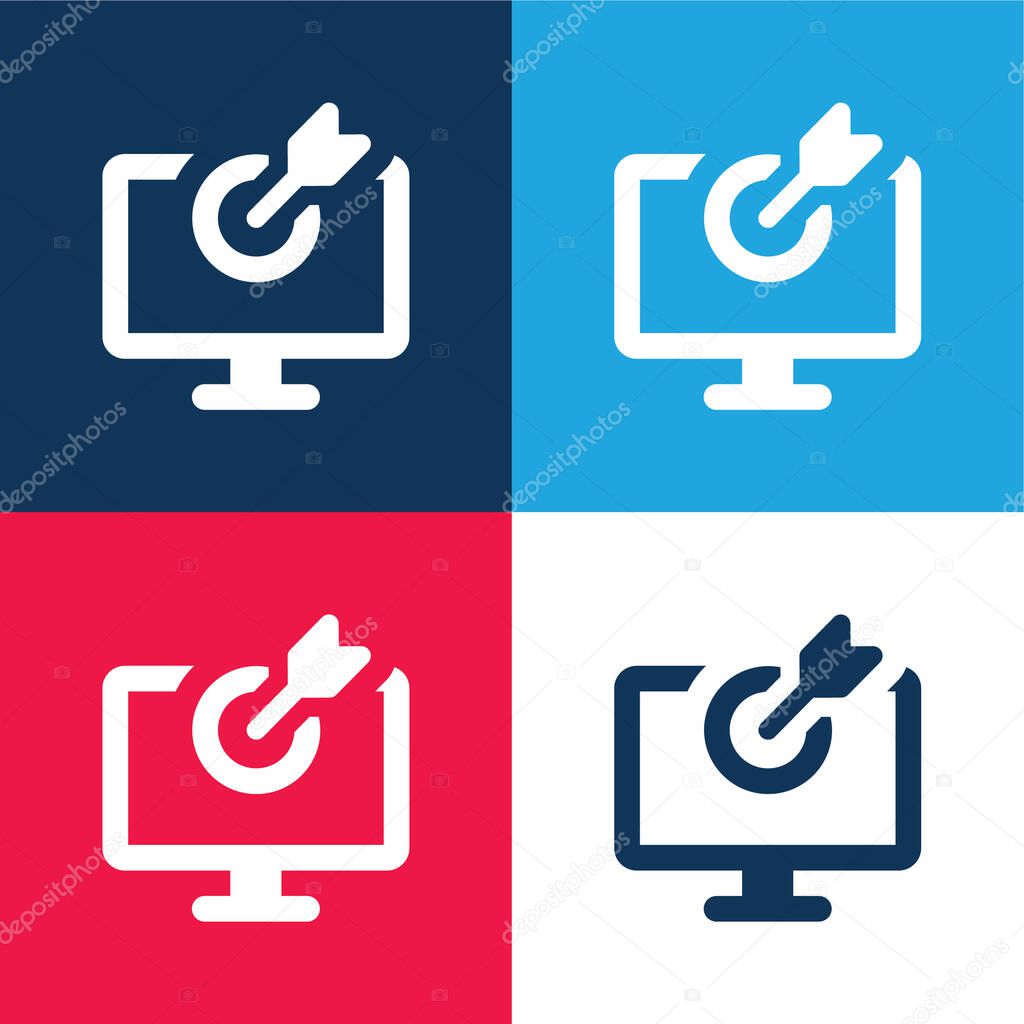 Bow blue and red four color minimal icon set