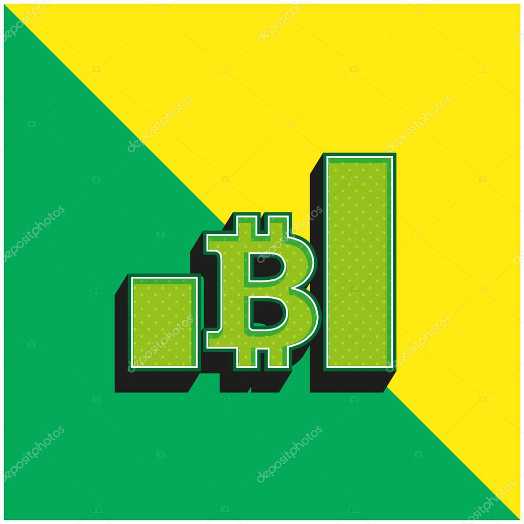 Bitcoin Bars Ascendant Graphic Of Increasing Money Green and yellow modern 3d vector icon logo