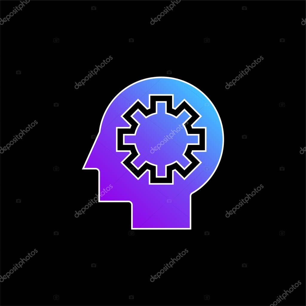 Brain Process blue gradient vector icon