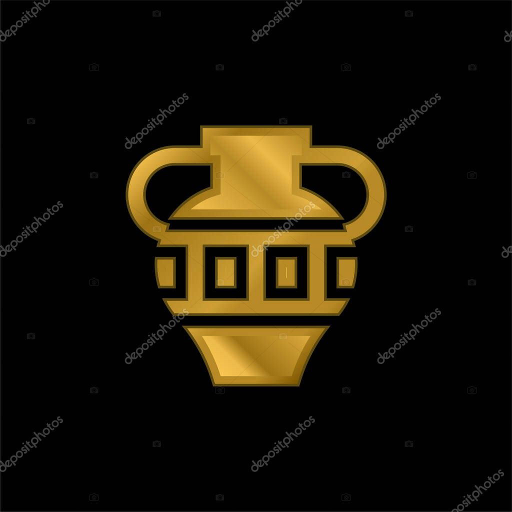 Amphora gold plated metalic icon or logo vector