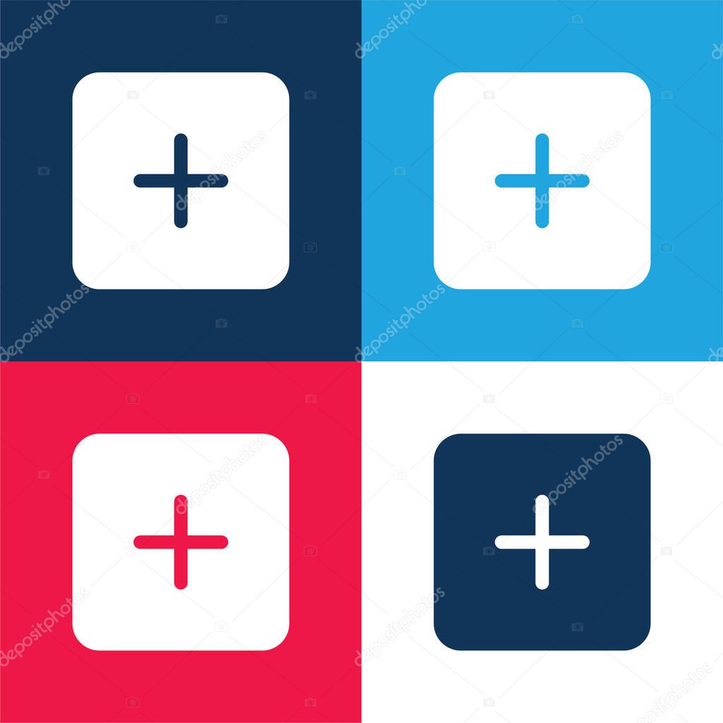 Adding Black Square Button Interface Symbol blue and red four color minimal icon set