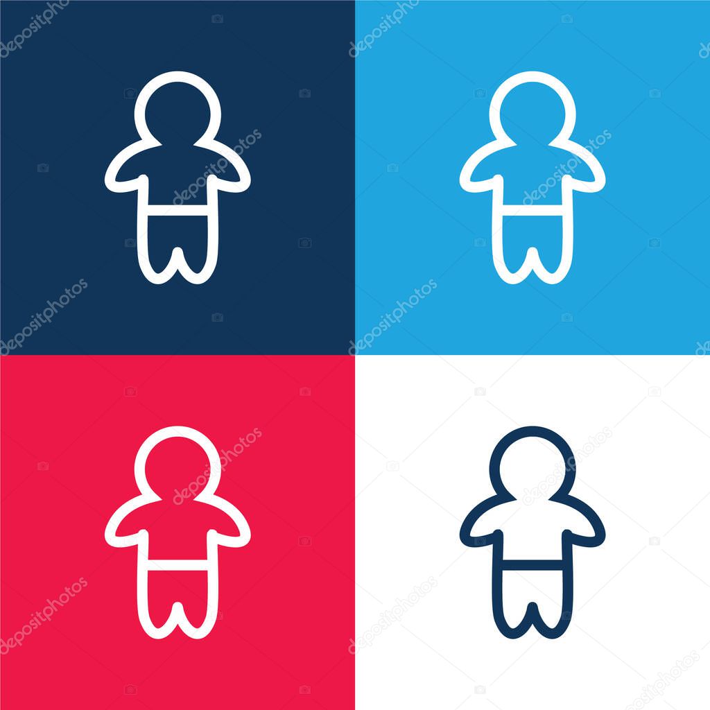 Baby Standing Outline With Pants blue and red four color minimal icon set