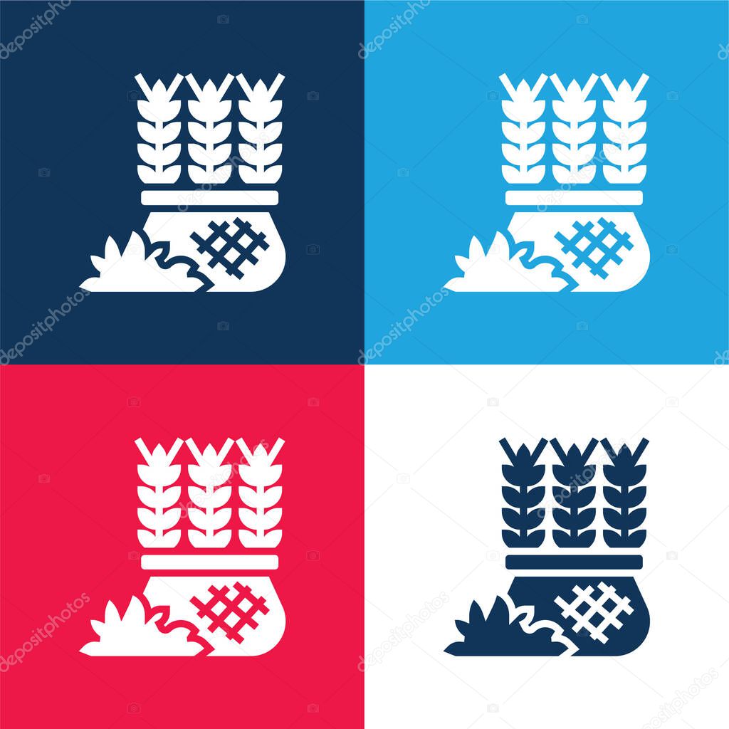 Barley blue and red four color minimal icon set