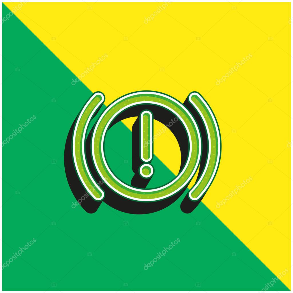 Brake System Warning Green and yellow modern 3d vector icon logo